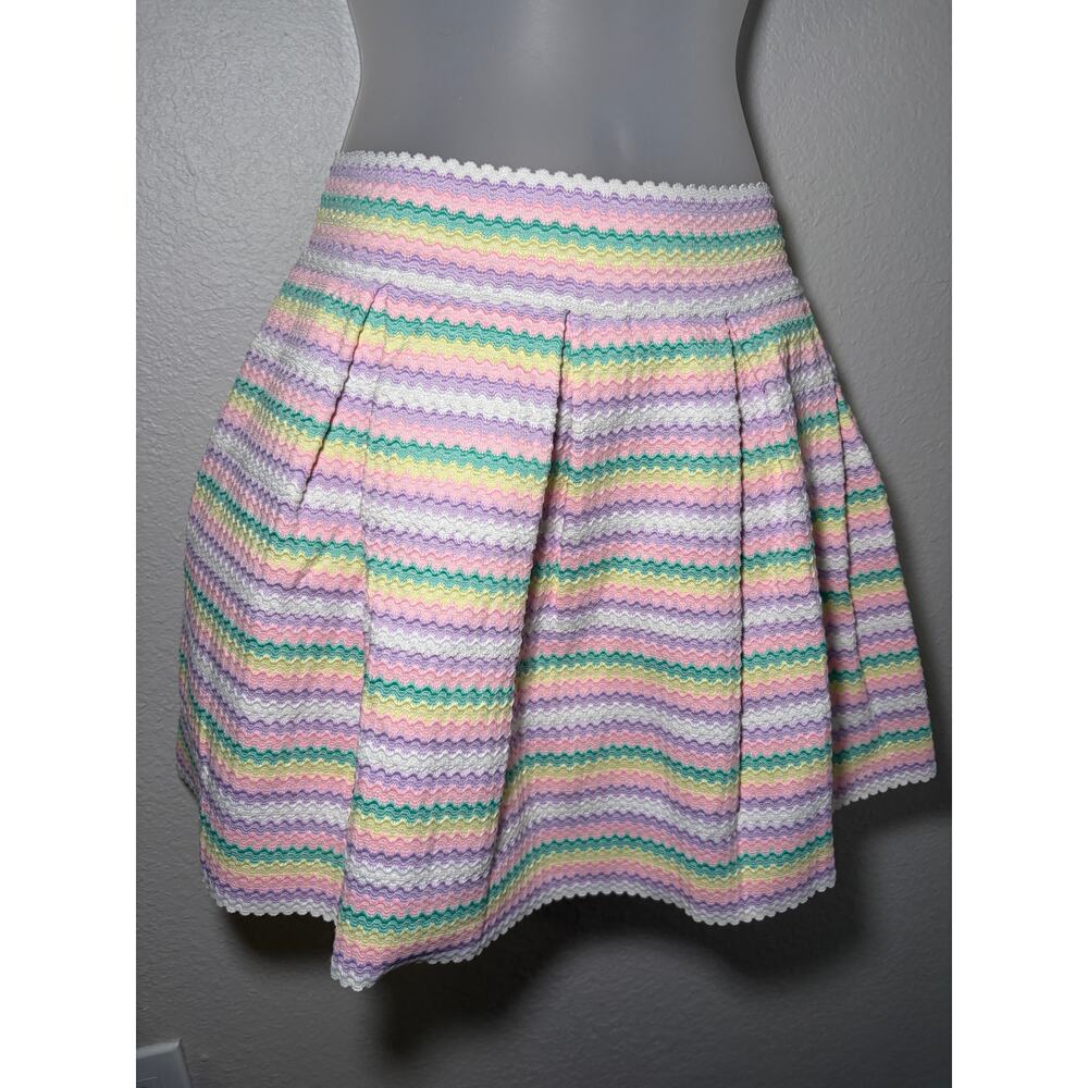 A. PEACH Pastel Striped Mini Skirt, Size Medium (Fits Like a Small)
